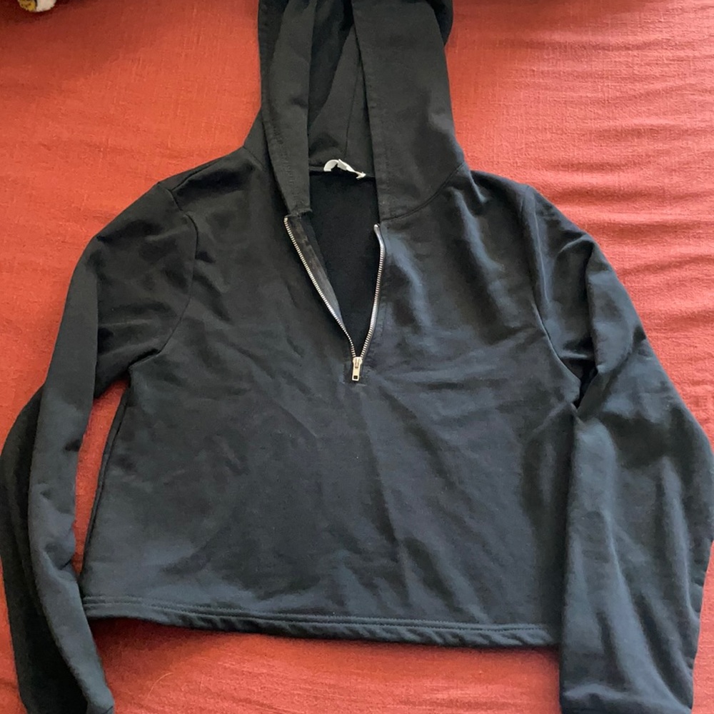 Black crop sweater. Quarter zip. Size S.